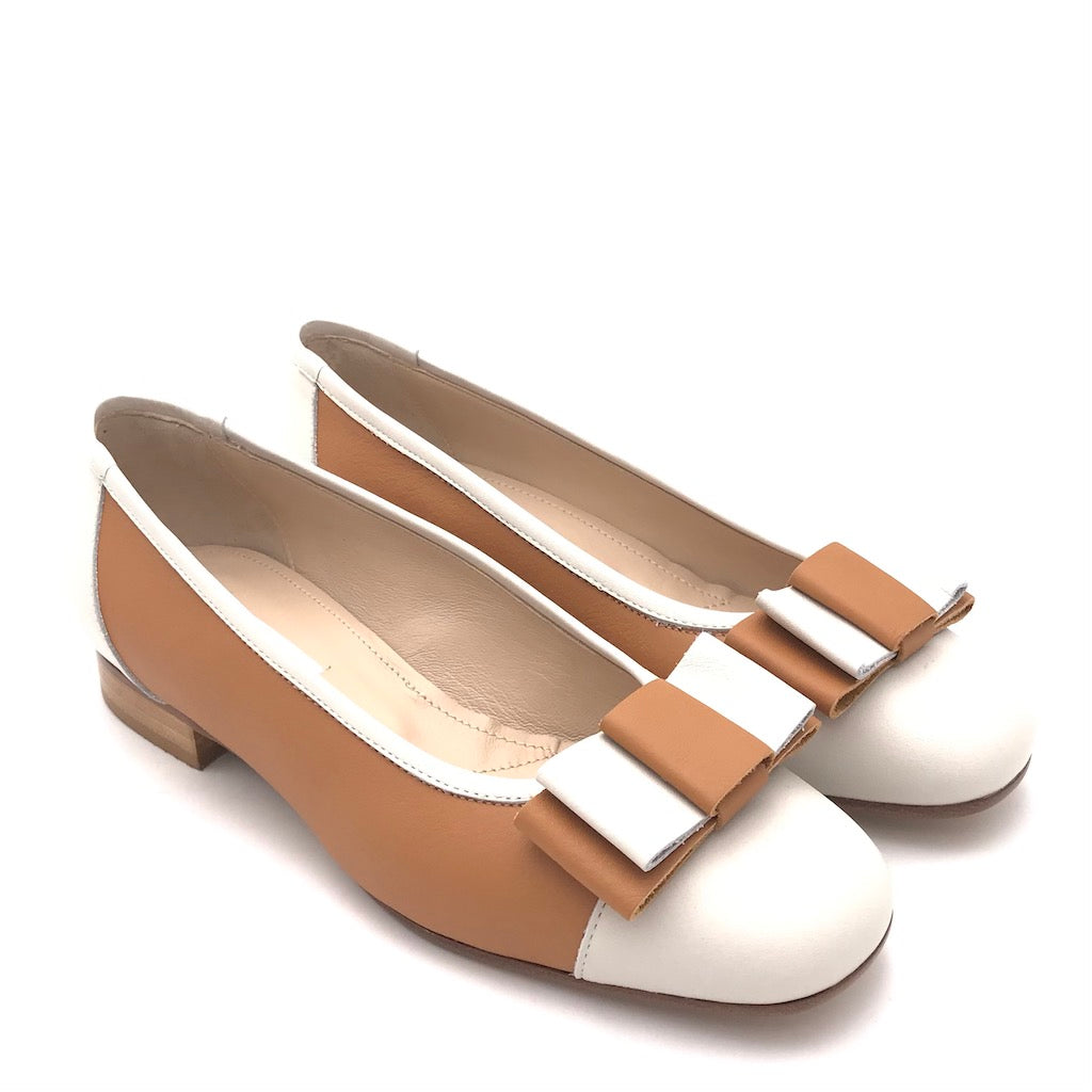 Zulian Calzature Ballerina in pelle cuoio-panna Negozi Online