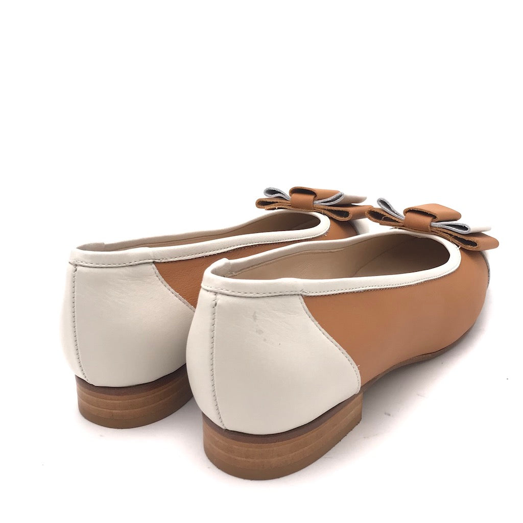 Zulian Calzature Ballerina in pelle cuoio-panna Negozi Online