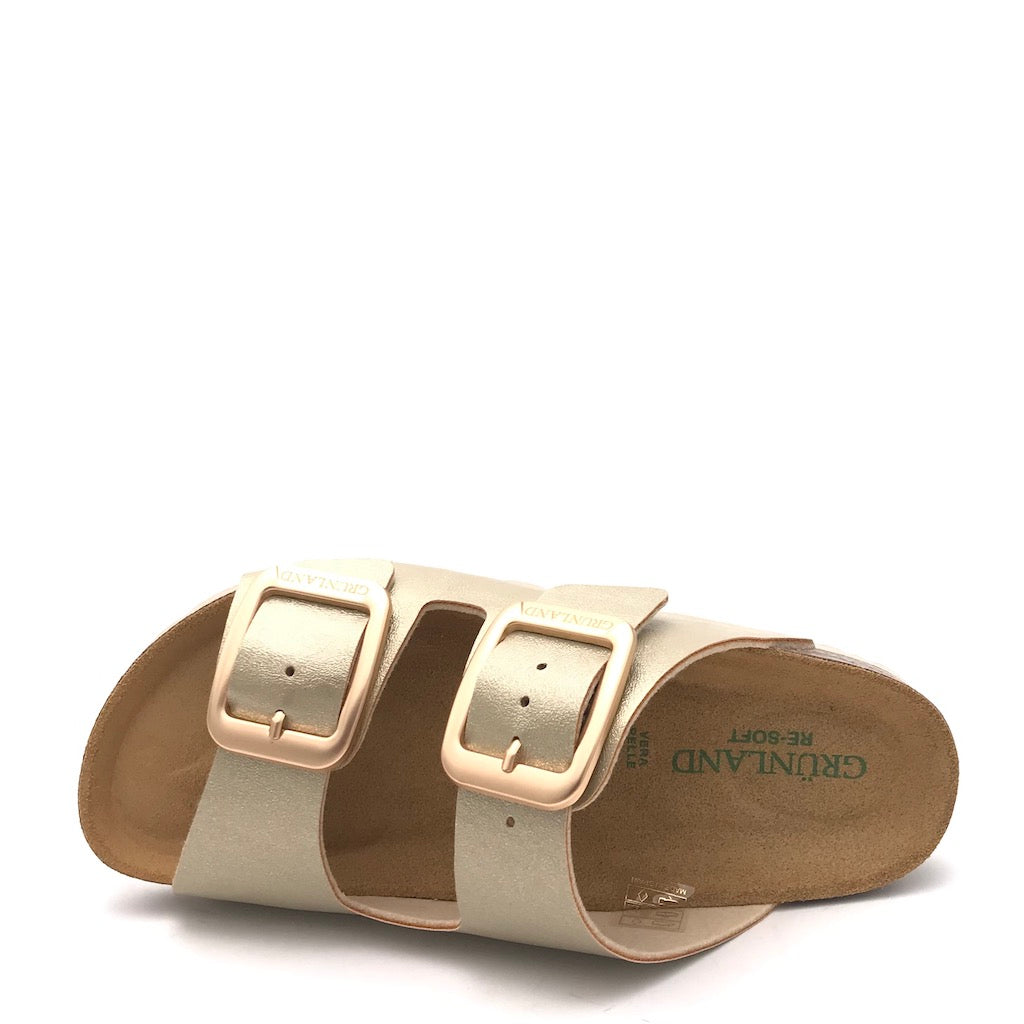 Zulian Calzature Ciabatta Sara doppia fibbia platino Sottocosto
