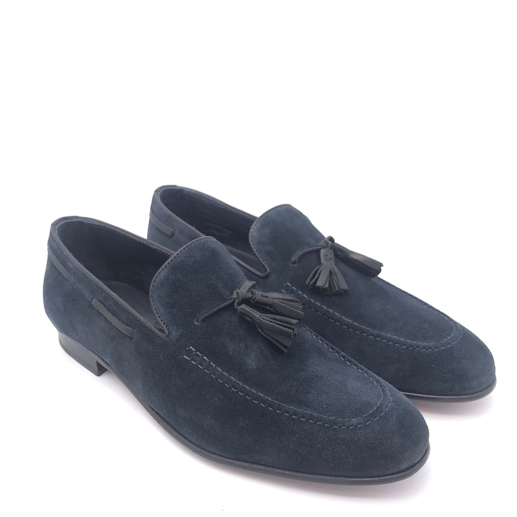 Zulian Calzature Mocassino nappine in velour blu Hotsell