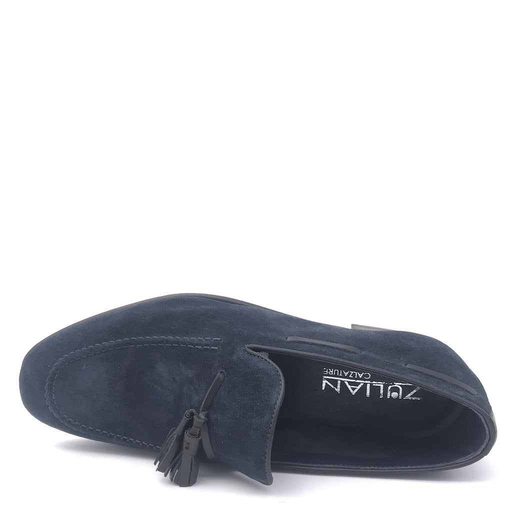 Zulian Calzature Mocassino nappine in velour blu Hotsell