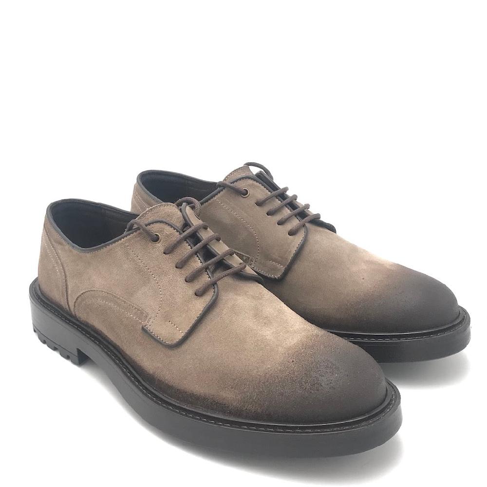 Zulian Calzature Allacciata in crosta anticata taupe Qualità