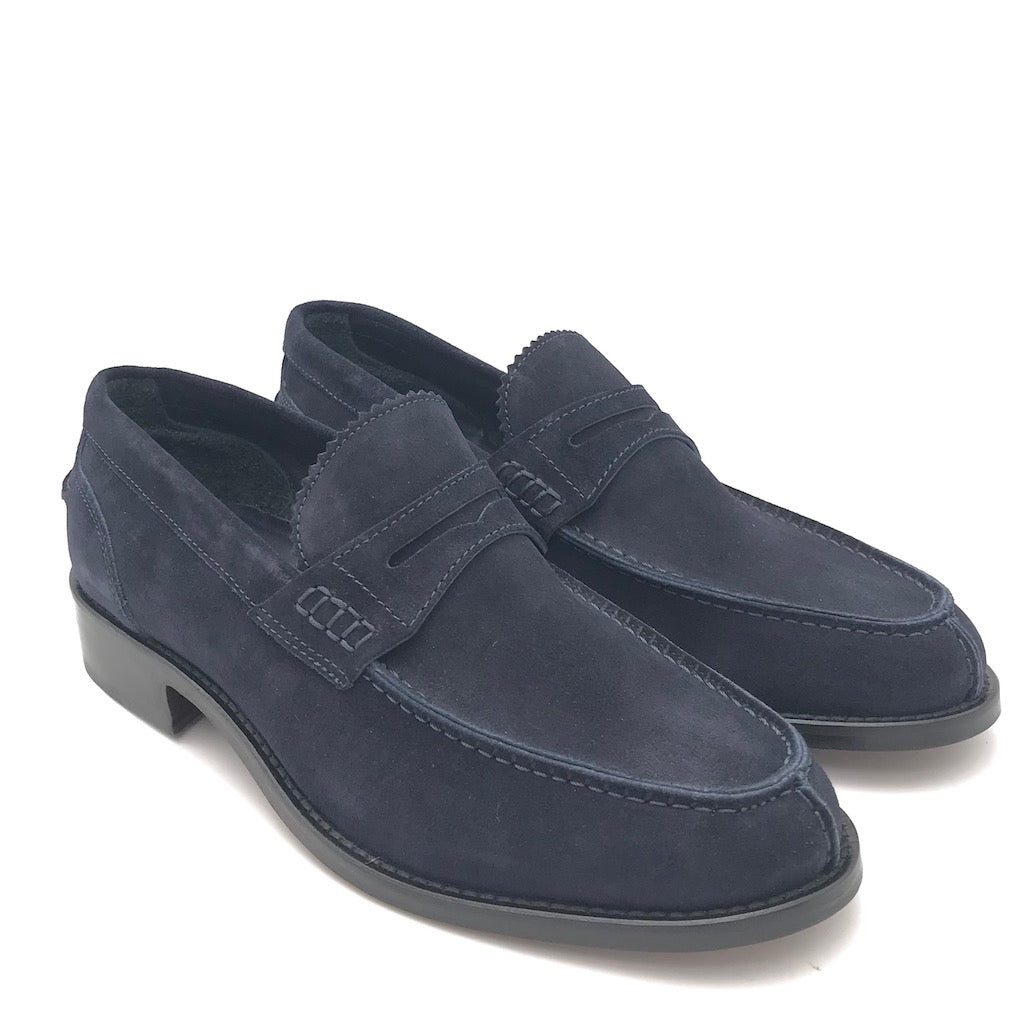Zulian Calzature Mocassino college in crosta blu Spedizione Gratuita