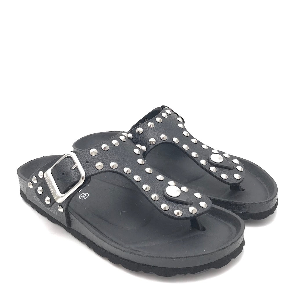 Zulian Calzature Ciabatta Sara infradito nera borchie Prezzo Ridotto