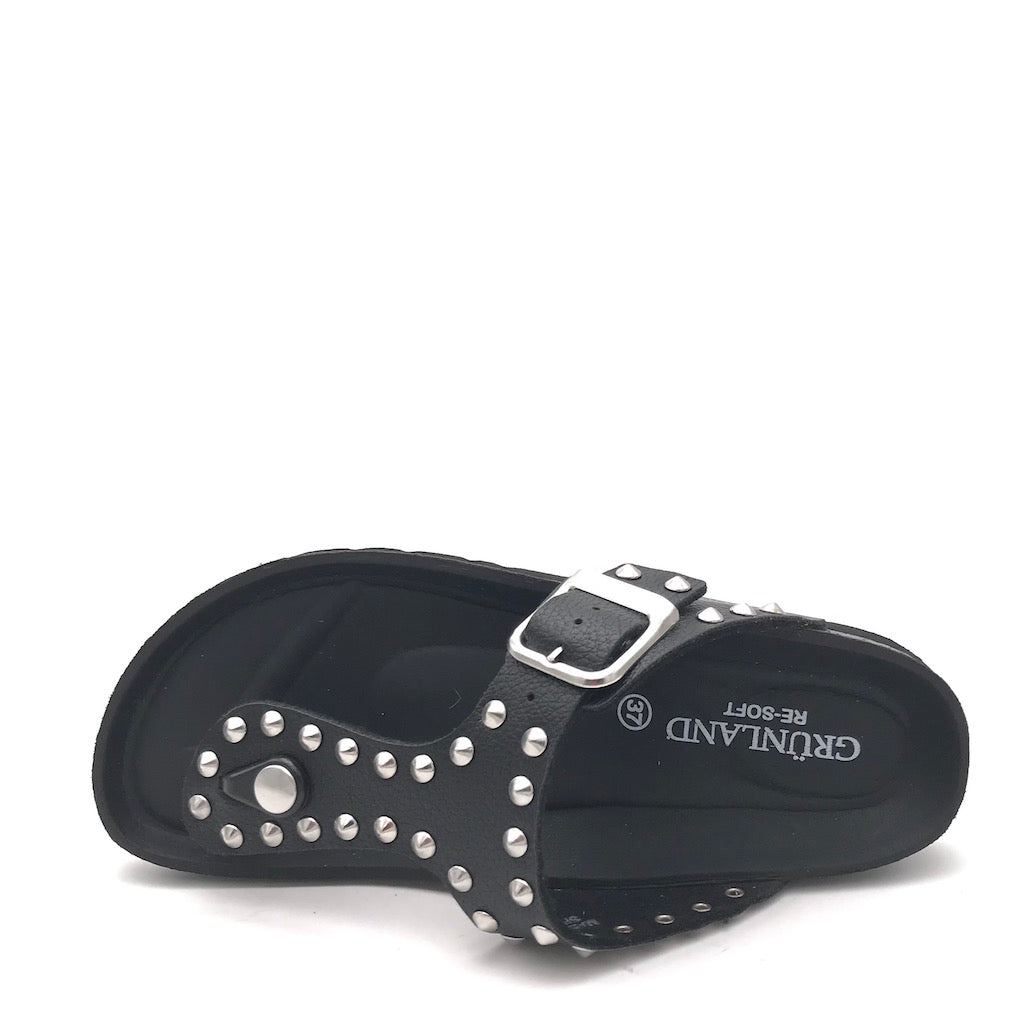 Zulian Calzature Ciabatta Sara infradito nera borchie Prezzo Ridotto