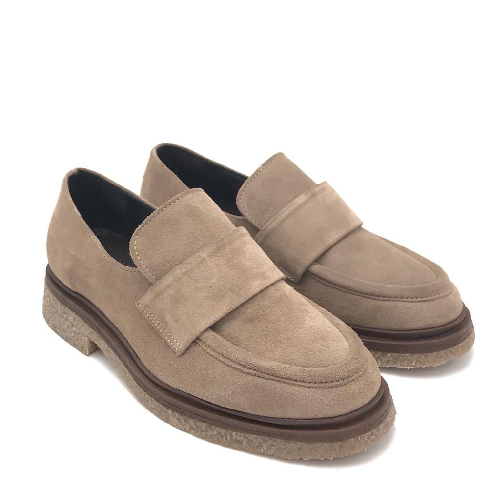 Zulian Calzature Mocassino Kipp in crosta taupe Vendita Calda