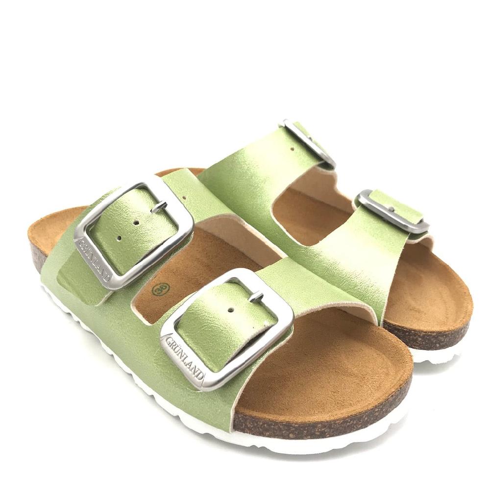 Zulian Calzature Ciabatta Sara doppia fibbia verde Vendite Flash
