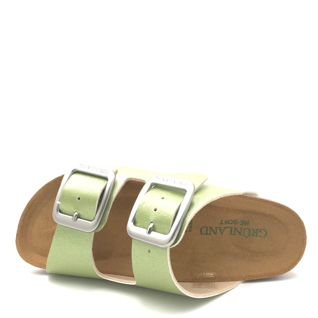 Zulian Calzature Ciabatta Sara doppia fibbia verde Vendite Flash