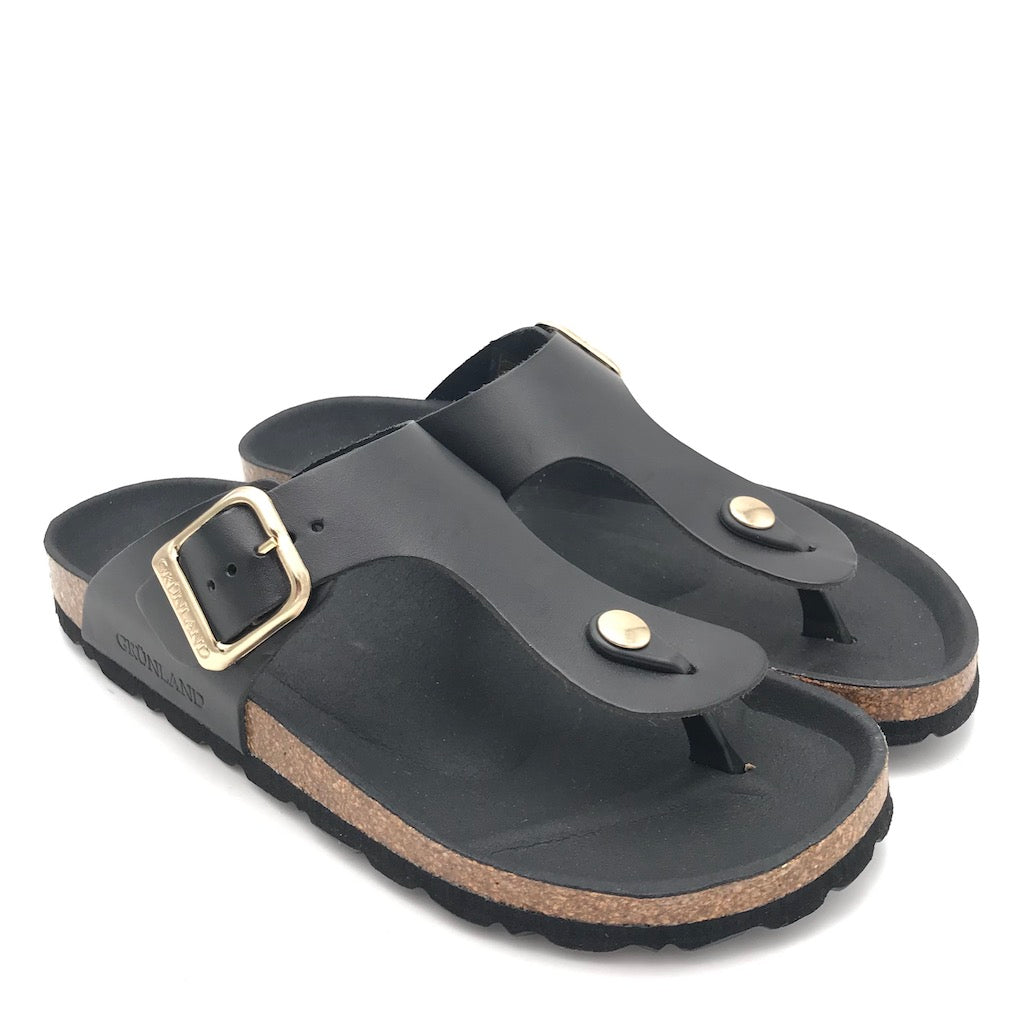 Zulian Calzature Ciabatta Sara infradito pelle nera Moda