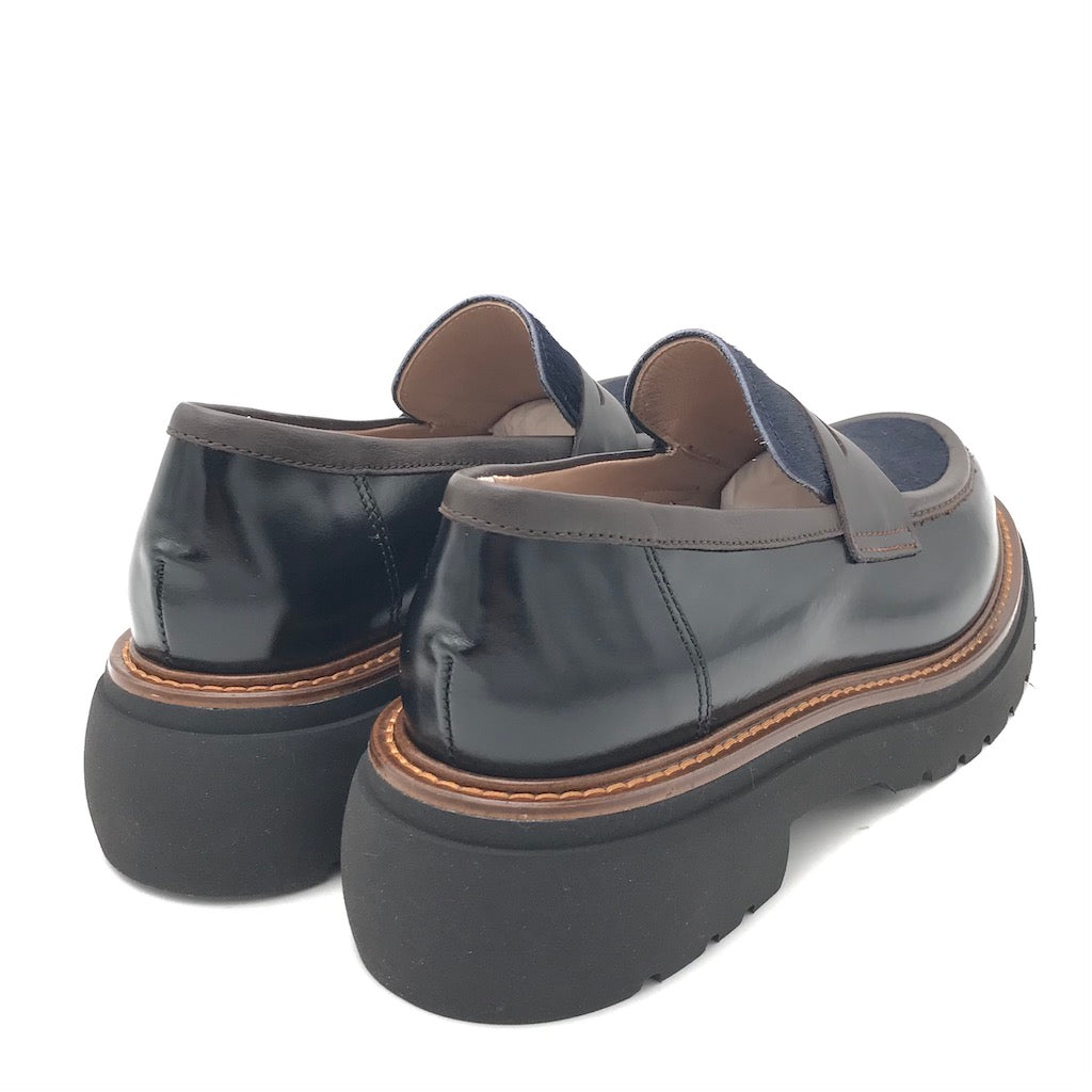 Zulian Calzature Mocassino nero e cavallino blu Fino Al -60%