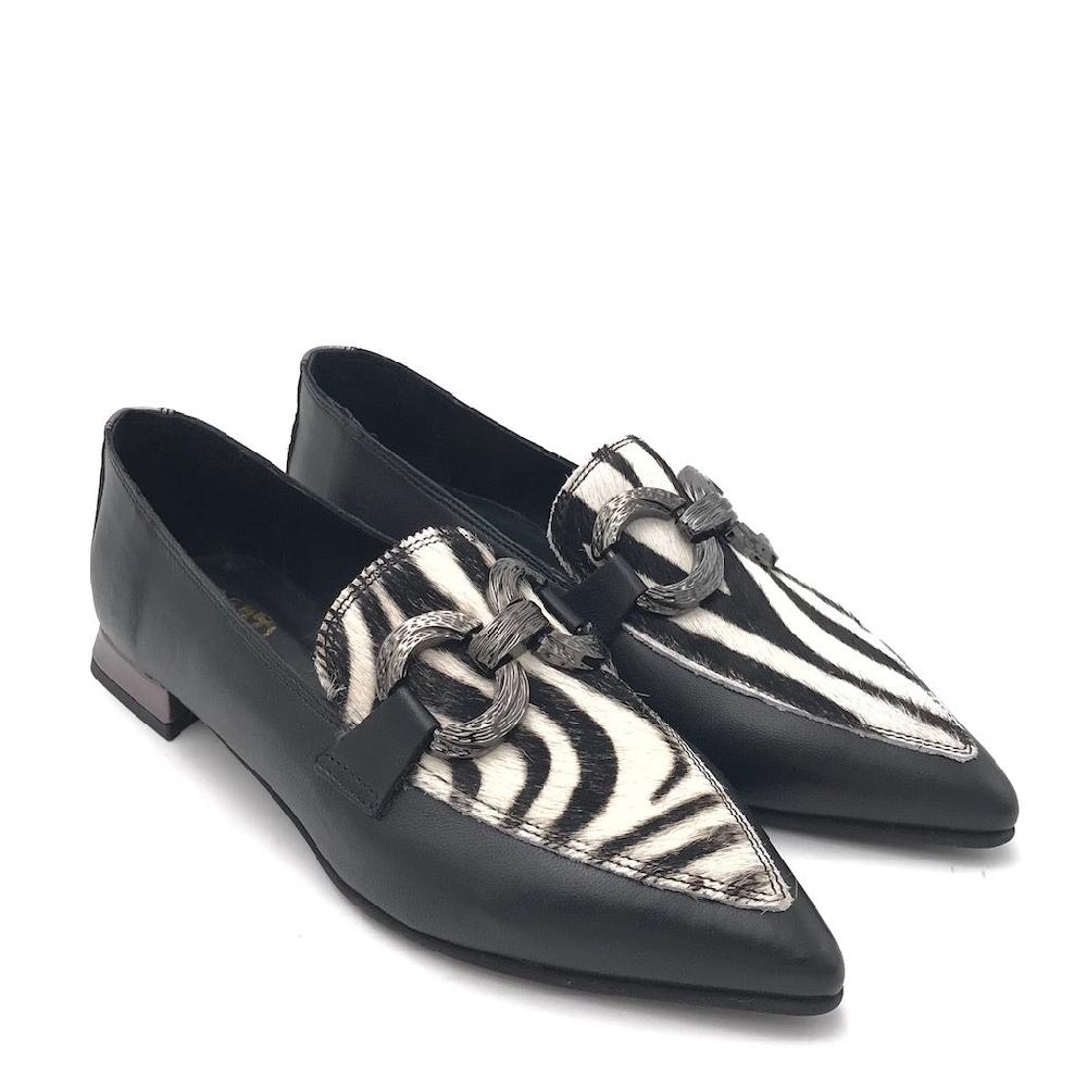 Zulian Calzature Mocassino zebra pelle nera Economico