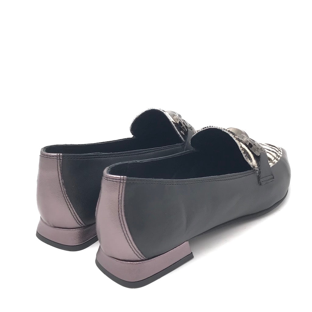 Zulian Calzature Mocassino zebra pelle nera Economico