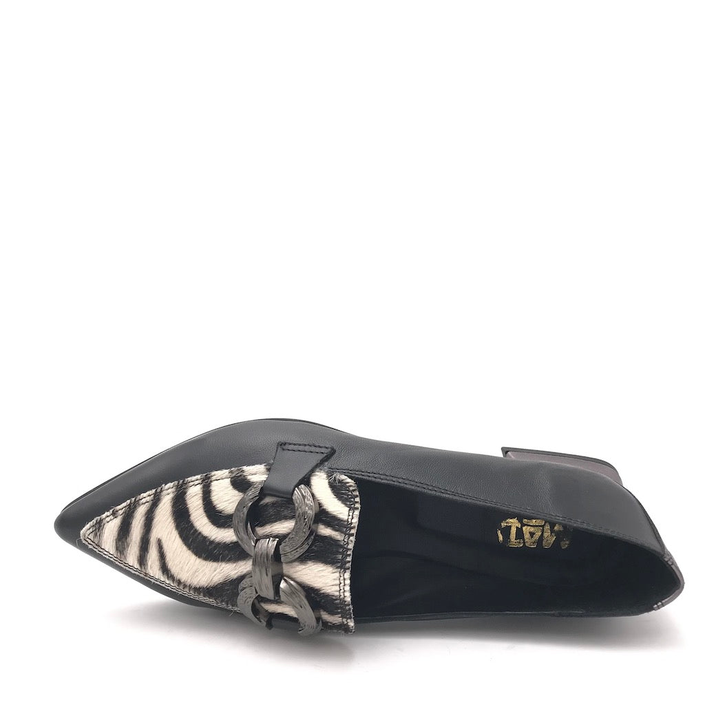 Zulian Calzature Mocassino zebra pelle nera Economico
