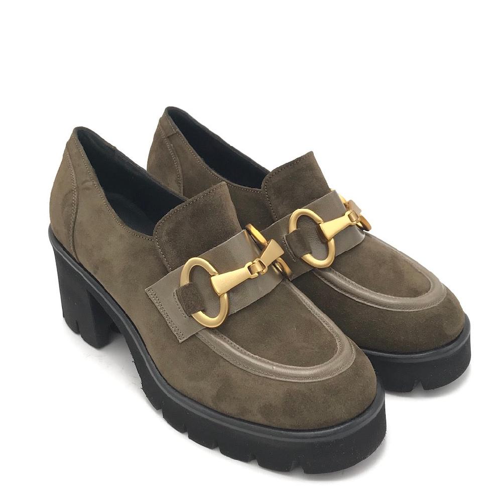 Zulian Calzature Mocassino velour oliva In Vendita