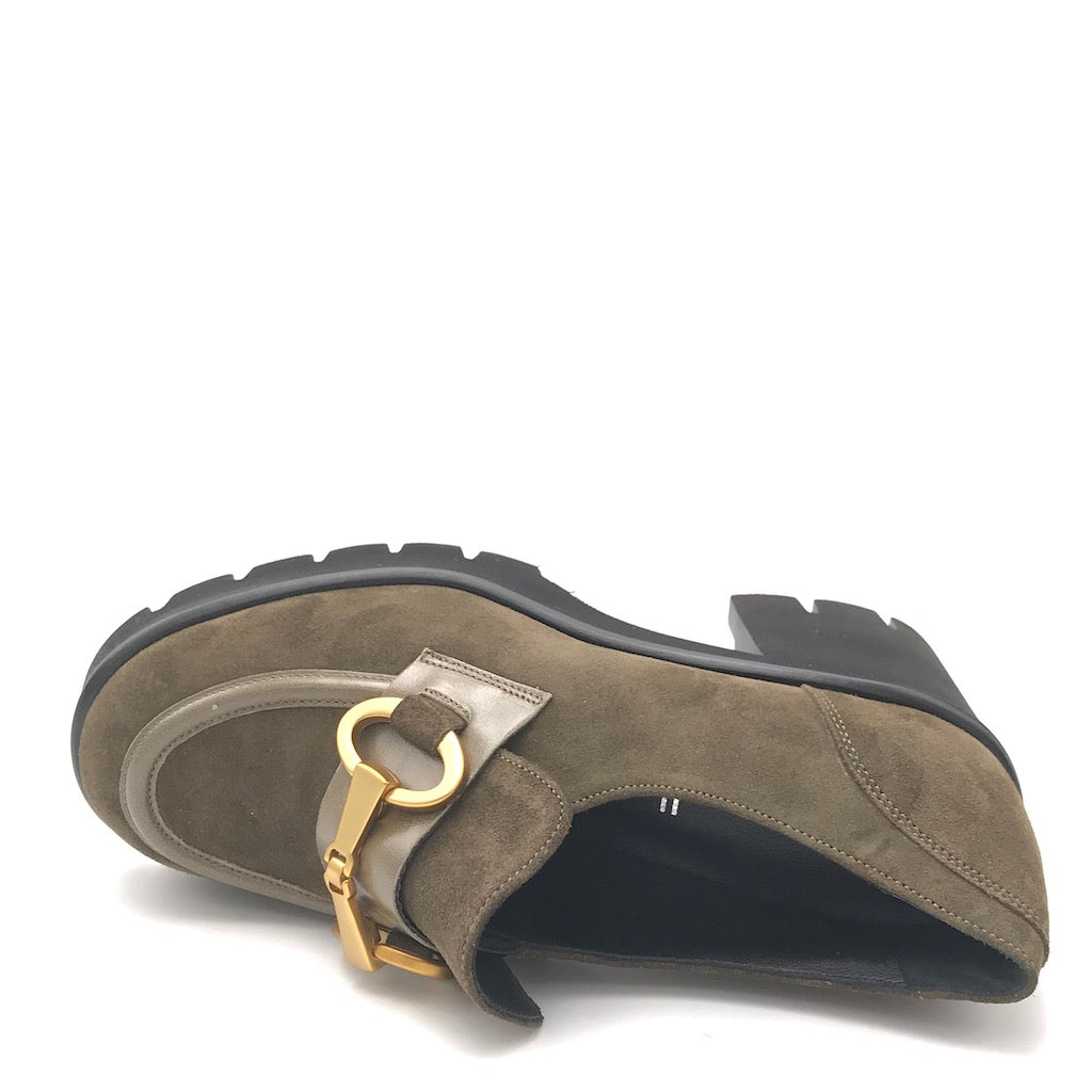 Zulian Calzature Mocassino velour oliva In Vendita