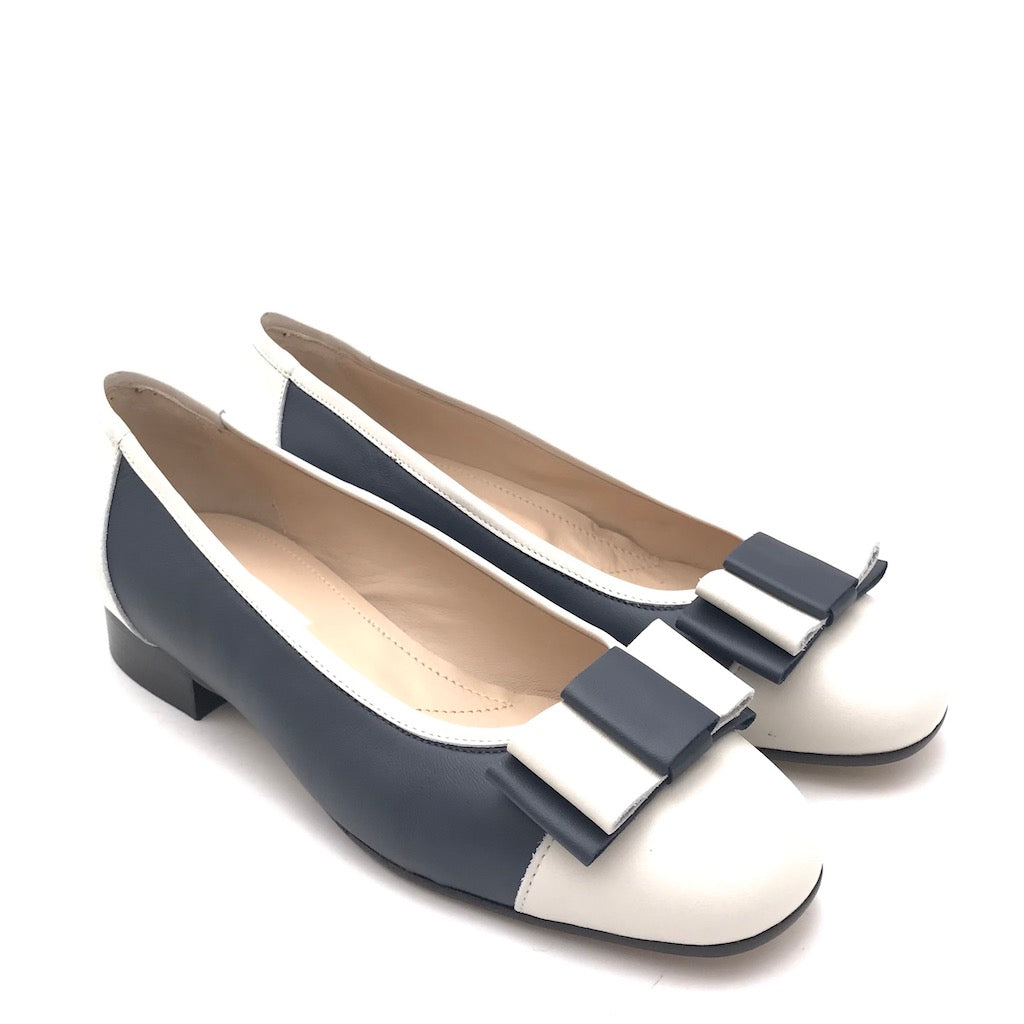 Zulian Calzature Ballerina in pelle blu-panna Consegna Veloce