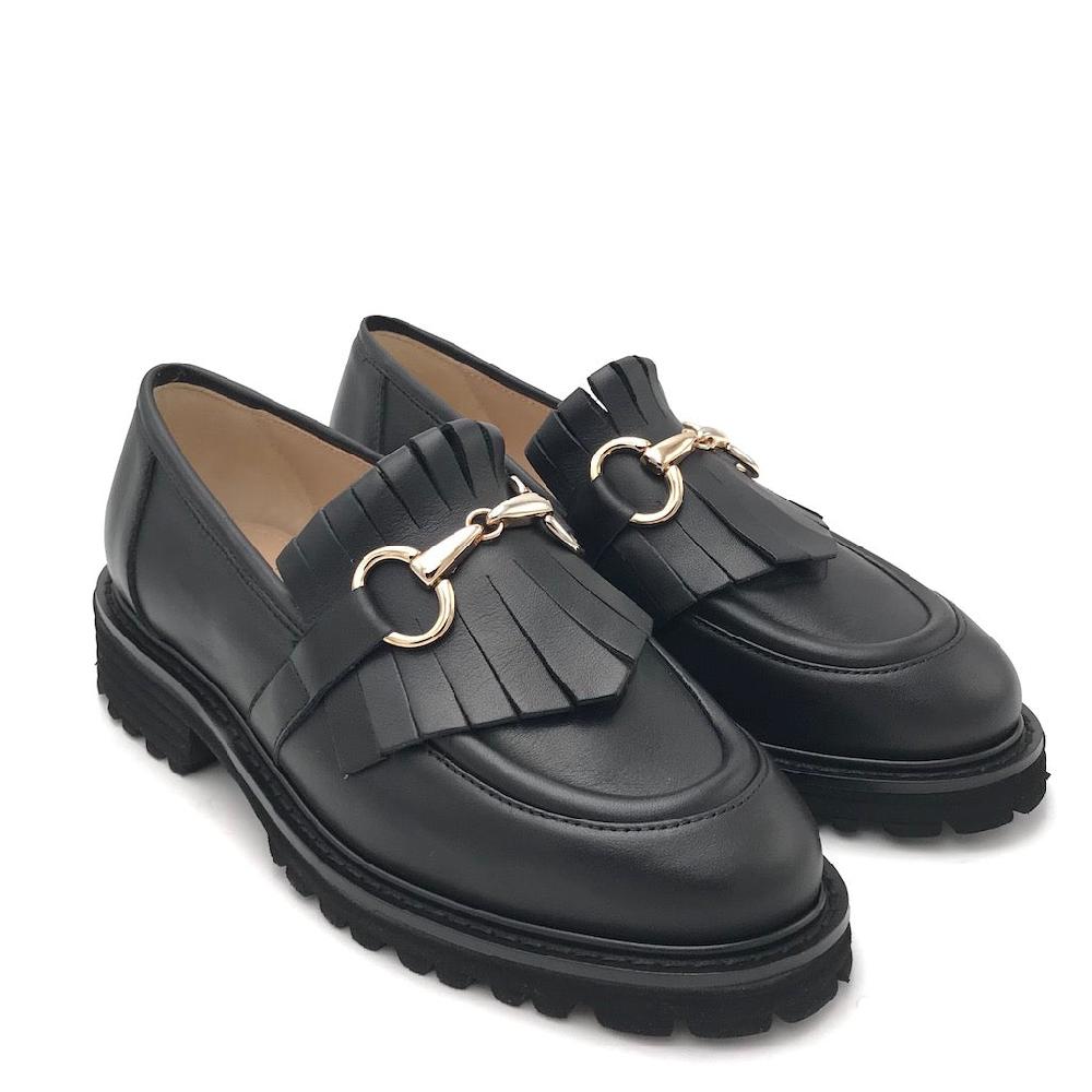 Zulian Calzature Mocassino Lina frangia nero Consegna Veloce