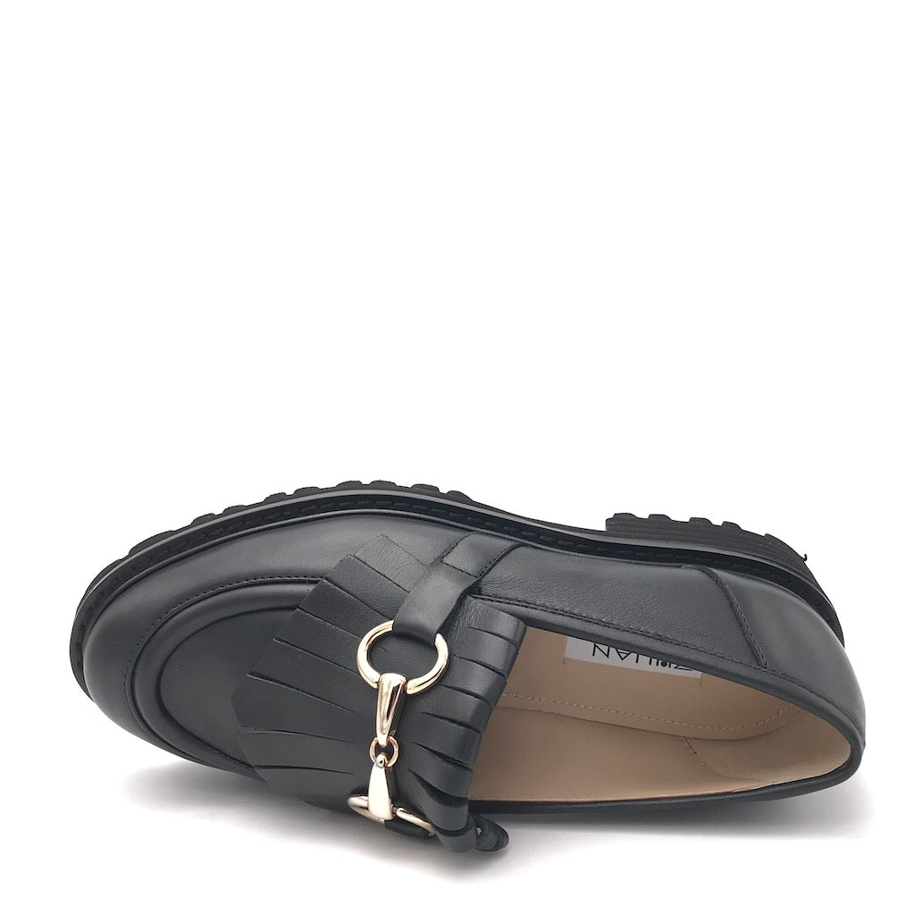 Zulian Calzature Mocassino Lina frangia nero Consegna Veloce
