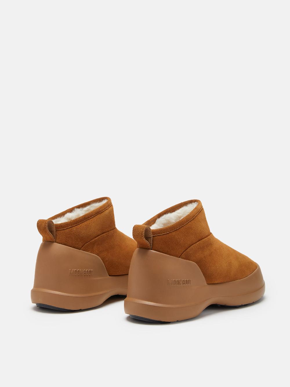 Moon Boot STIVALE LUNA LOW COGNAC IN PELLE SCAMOSCIATA Nuova