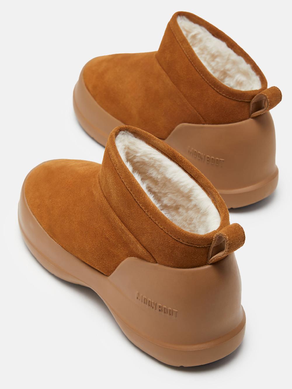 Moon Boot STIVALE LUNA LOW COGNAC IN PELLE SCAMOSCIATA Nuova