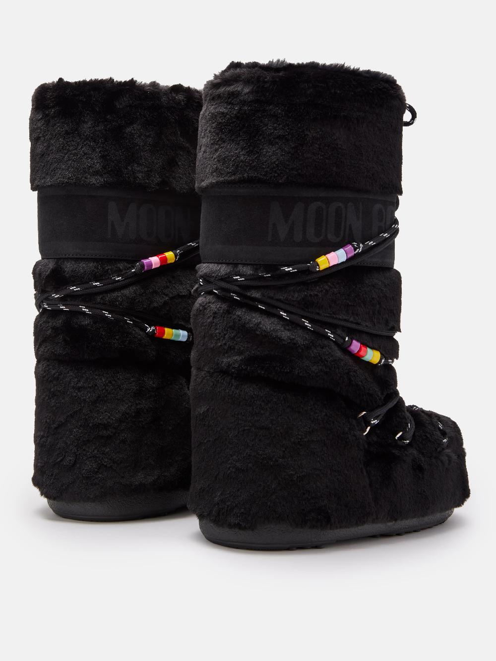 Moon Boot ICON FAUX-FUR BEADS NERO Negozi Online