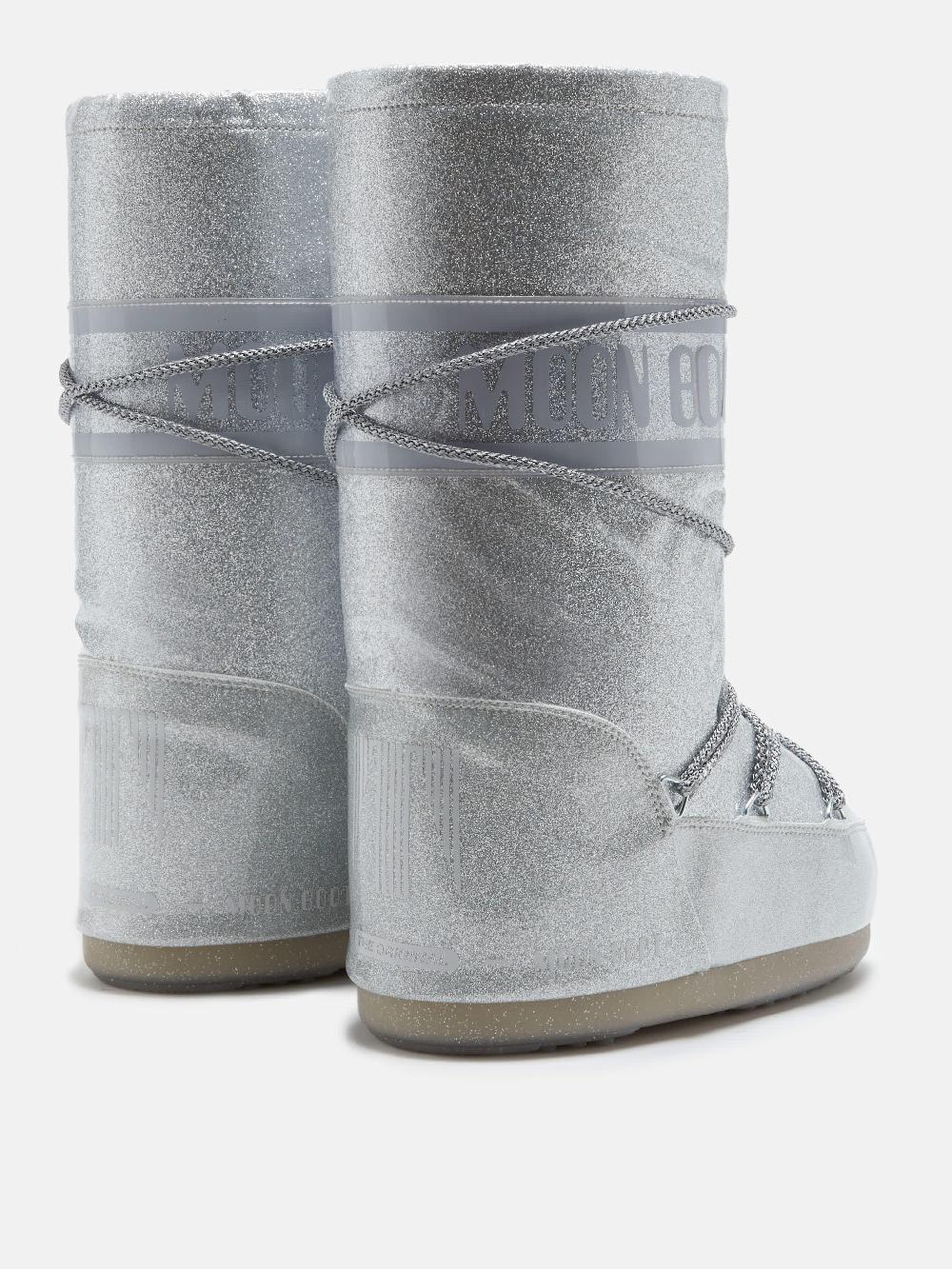 Moon Boot ICON GLITTER ARGENTO Sottocosto
