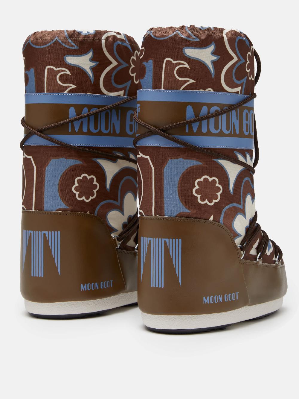Moon Boot ICON MARRONE CON MOTIVO FLOREALE 2025