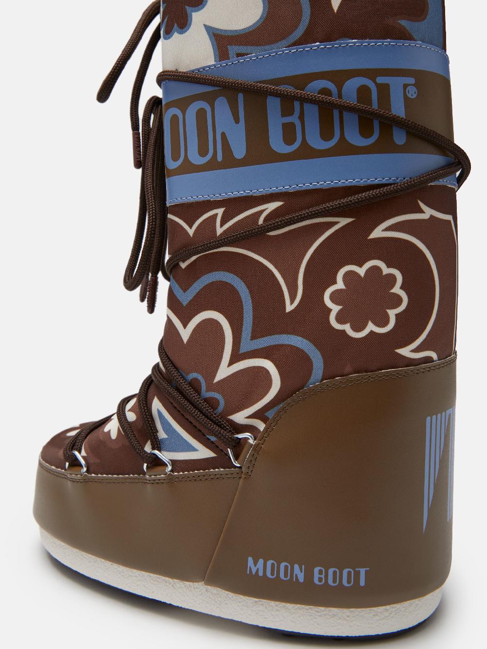 Moon Boot ICON MARRONE CON MOTIVO FLOREALE 2025