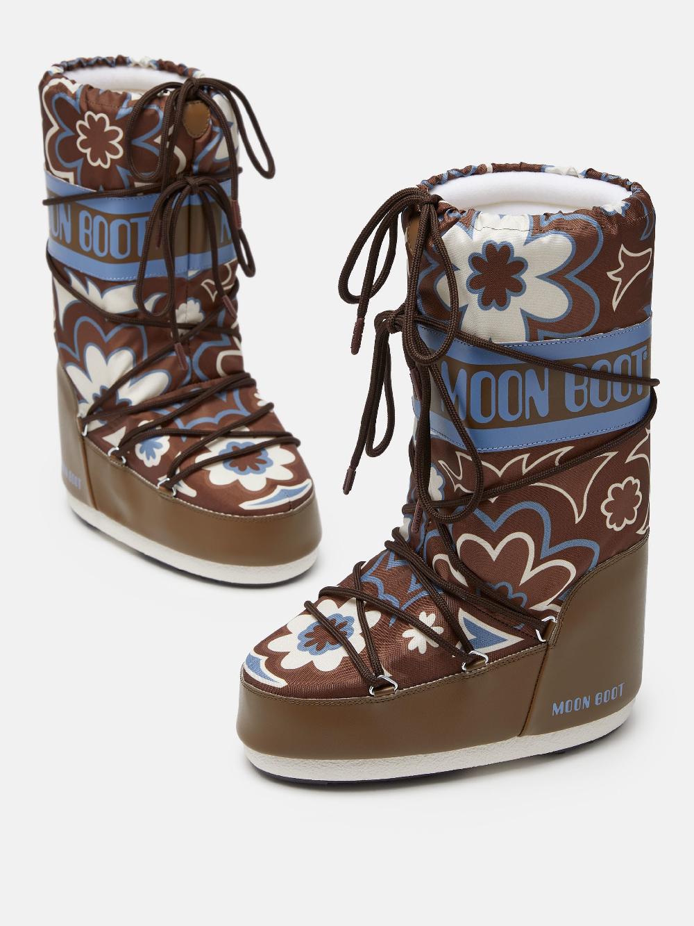 Moon Boot ICON MARRONE CON MOTIVO FLOREALE 2025