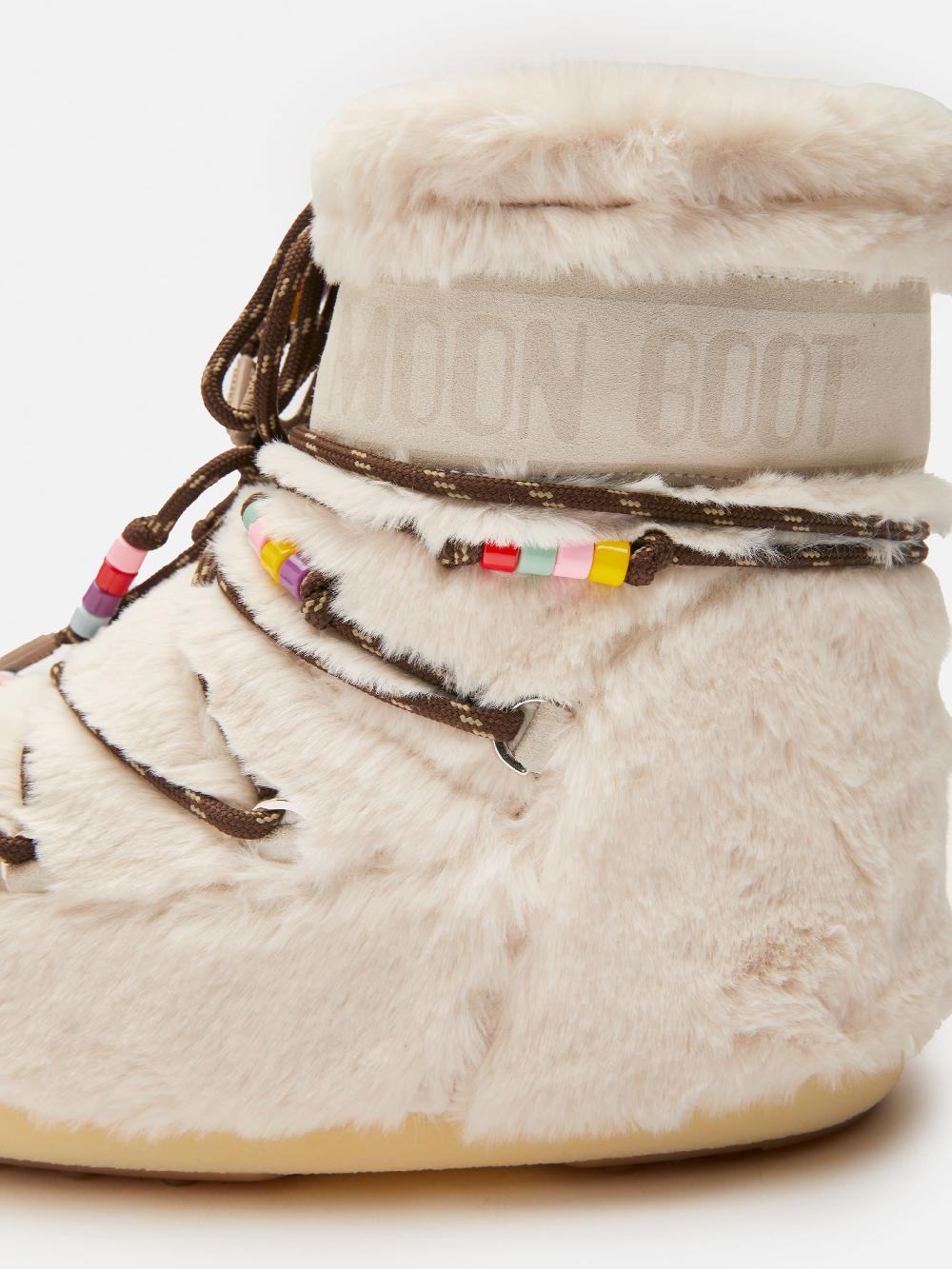 Moon Boot ICON LOW FAUX-FUR BEADS PANNA Italia