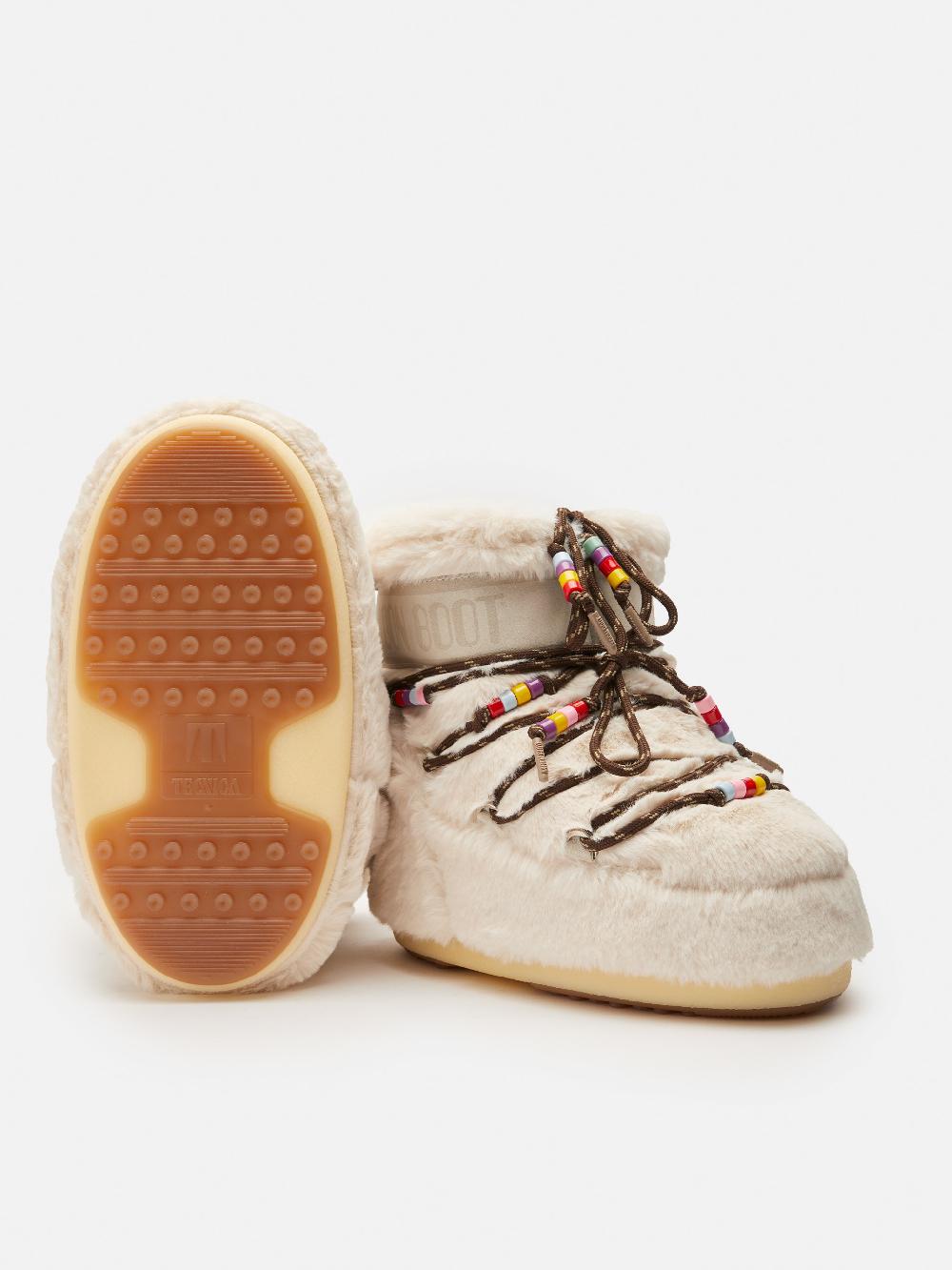 Moon Boot ICON LOW FAUX-FUR BEADS PANNA Italia