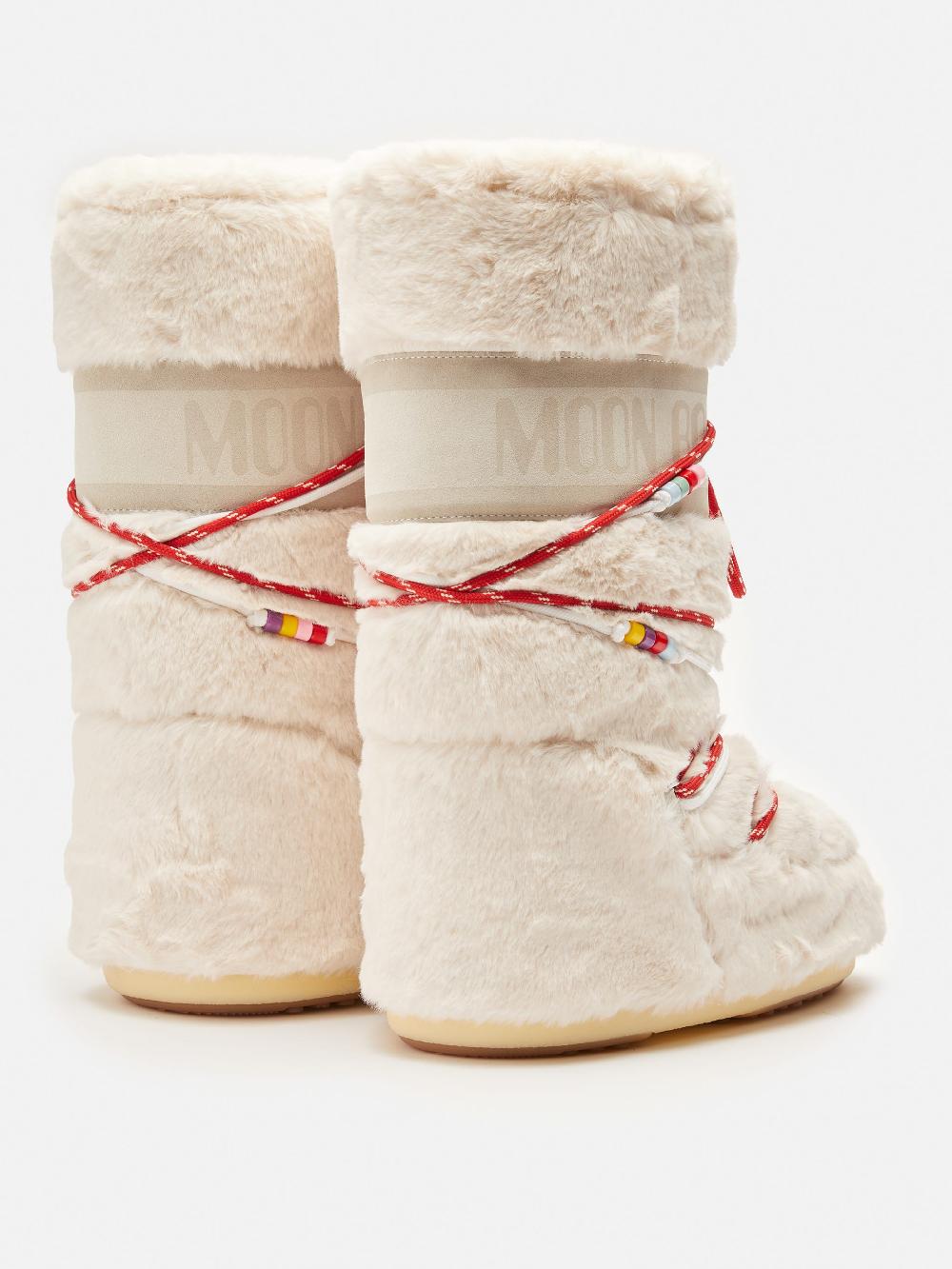 Moon Boot ICON FAUX-FUR BEADS PANNA Vendita