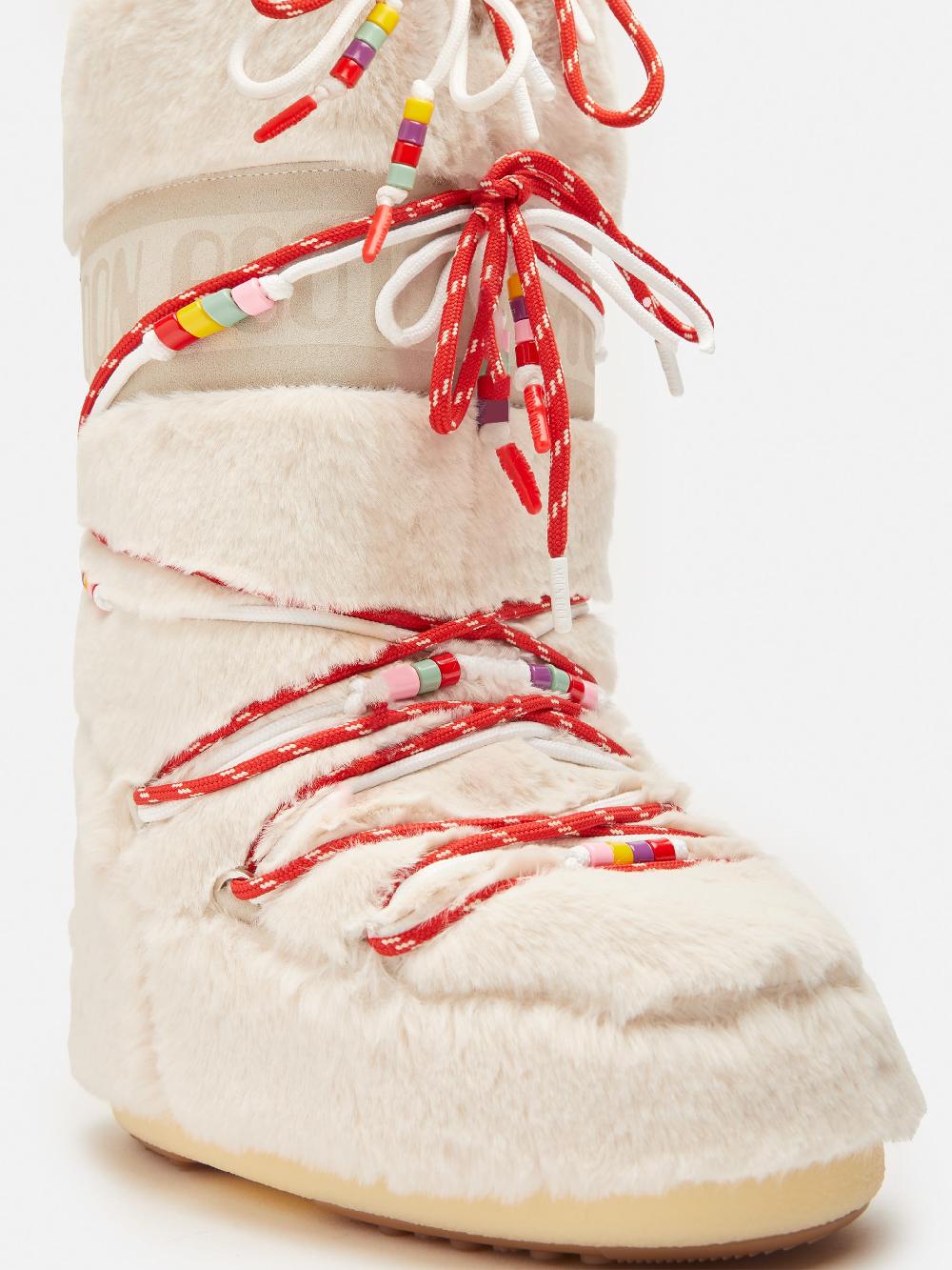 Moon Boot ICON FAUX-FUR BEADS PANNA Vendita