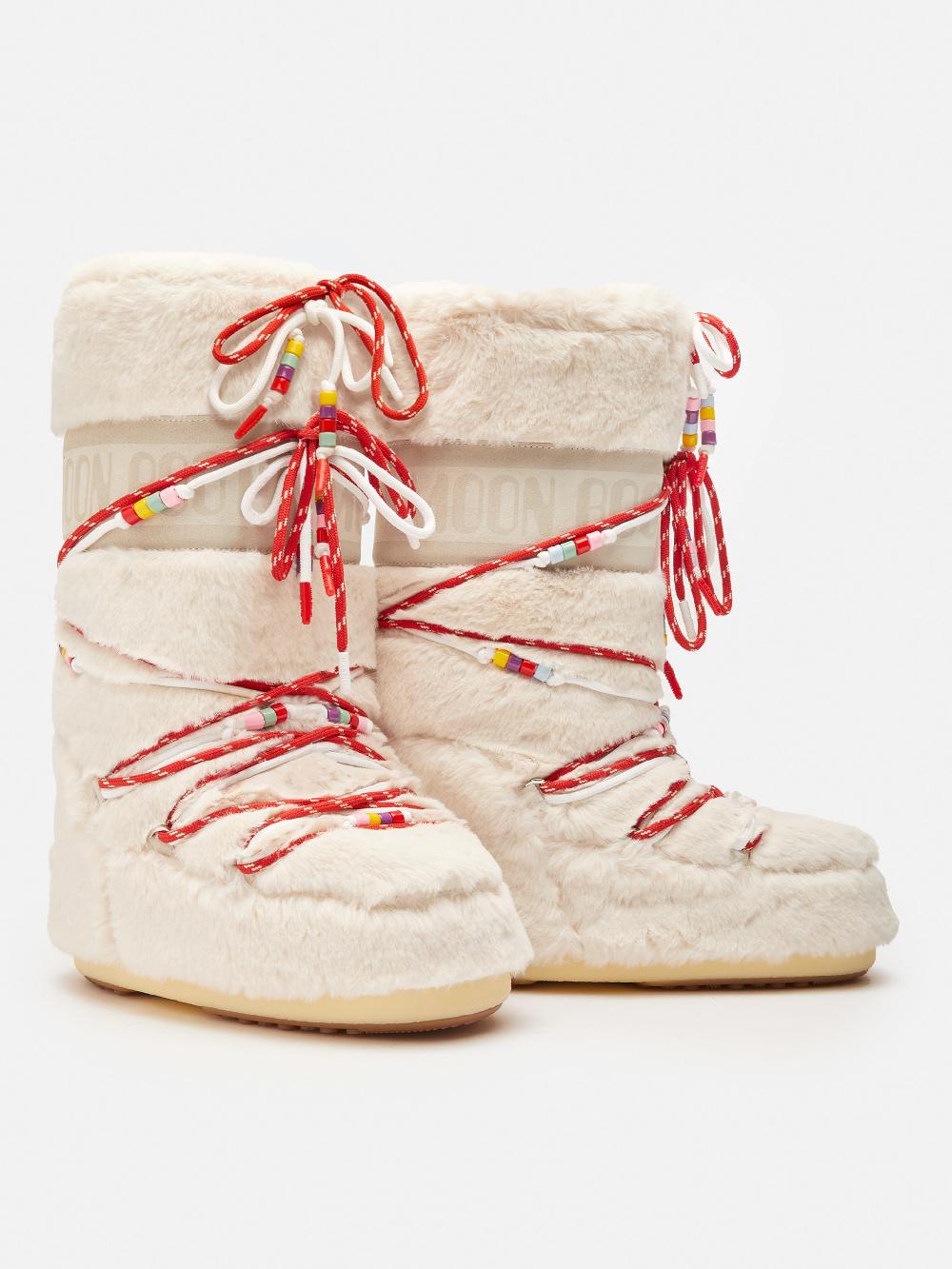 Moon Boot ICON FAUX-FUR BEADS PANNA Vendita
