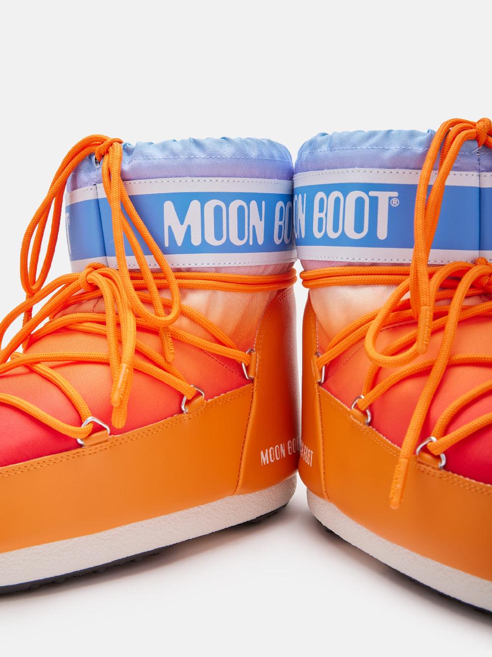 Moon Boot ICON LOW ARANCIONE CON STAMPA SUNRISE Qualità Garantita