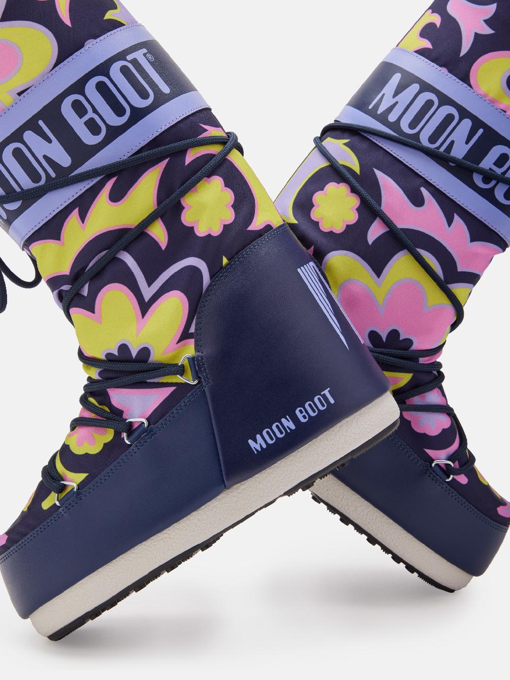 Moon Boot ICON BLU CON MOTIVO FLOREALE Sottocosto