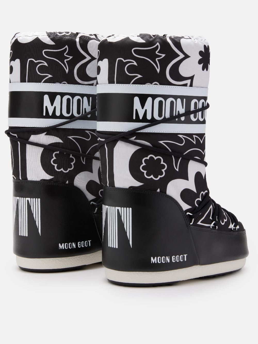 Moon Boot ICON NERO CON MOTIVO FLOREALE Novità