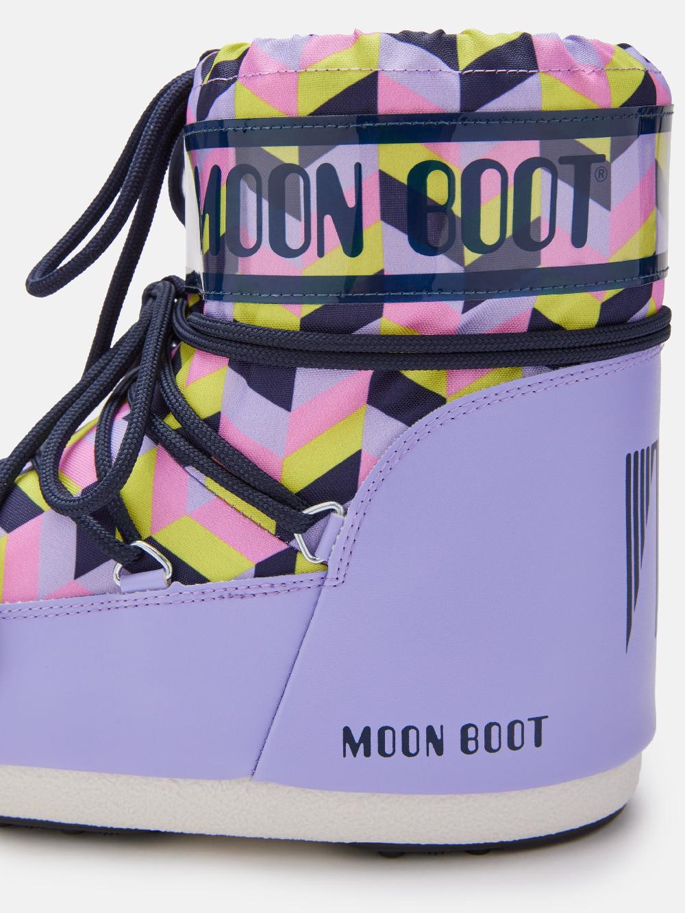 Moon Boot ICON LOW LILLA CON STAMPA OPTICAL Sconto