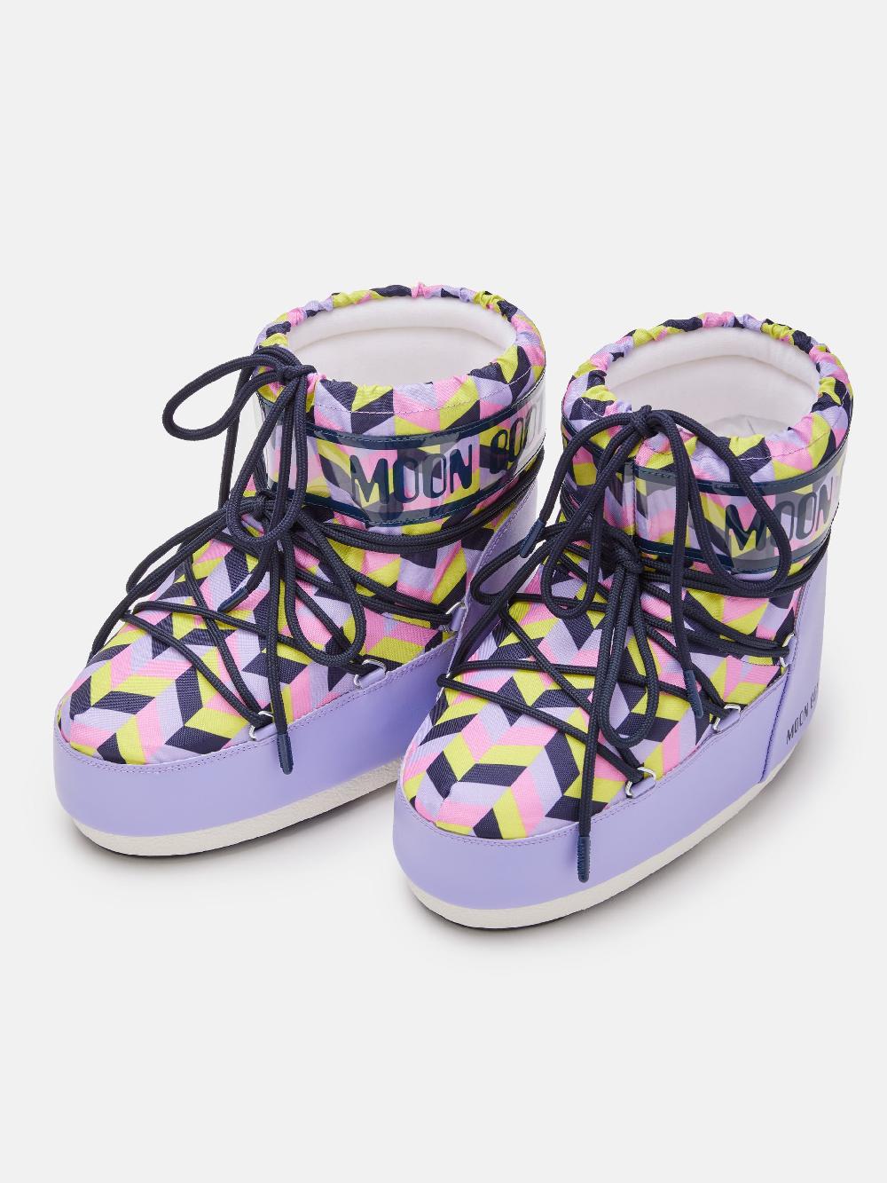 Moon Boot ICON LOW LILLA CON STAMPA OPTICAL Sconto