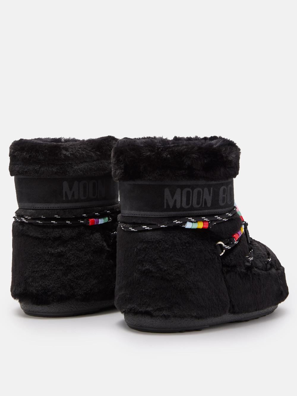 Moon Boot ICON LOW FAUX-FUR BEADS NERO Economico