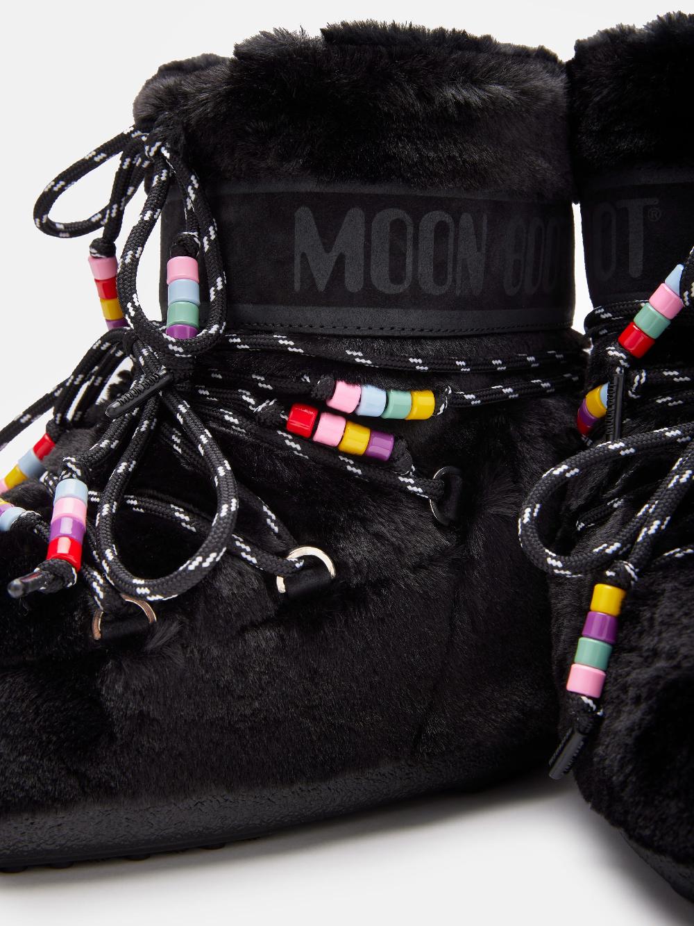 Moon Boot ICON LOW FAUX-FUR BEADS NERO Economico