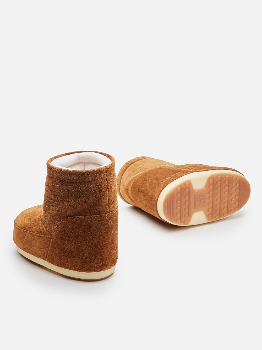 Moon Boot ICON LOW MARRONE IN PELLE SCAMOSCIATA SENZA LACCI Moda