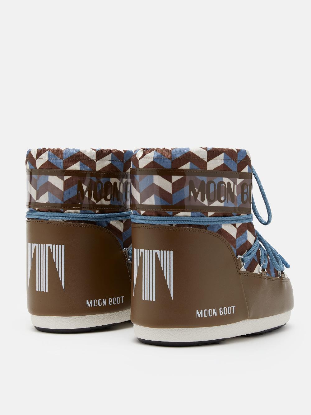 Moon Boot ICON LOW MARRONE CON STAMPA OPTICAL 2025