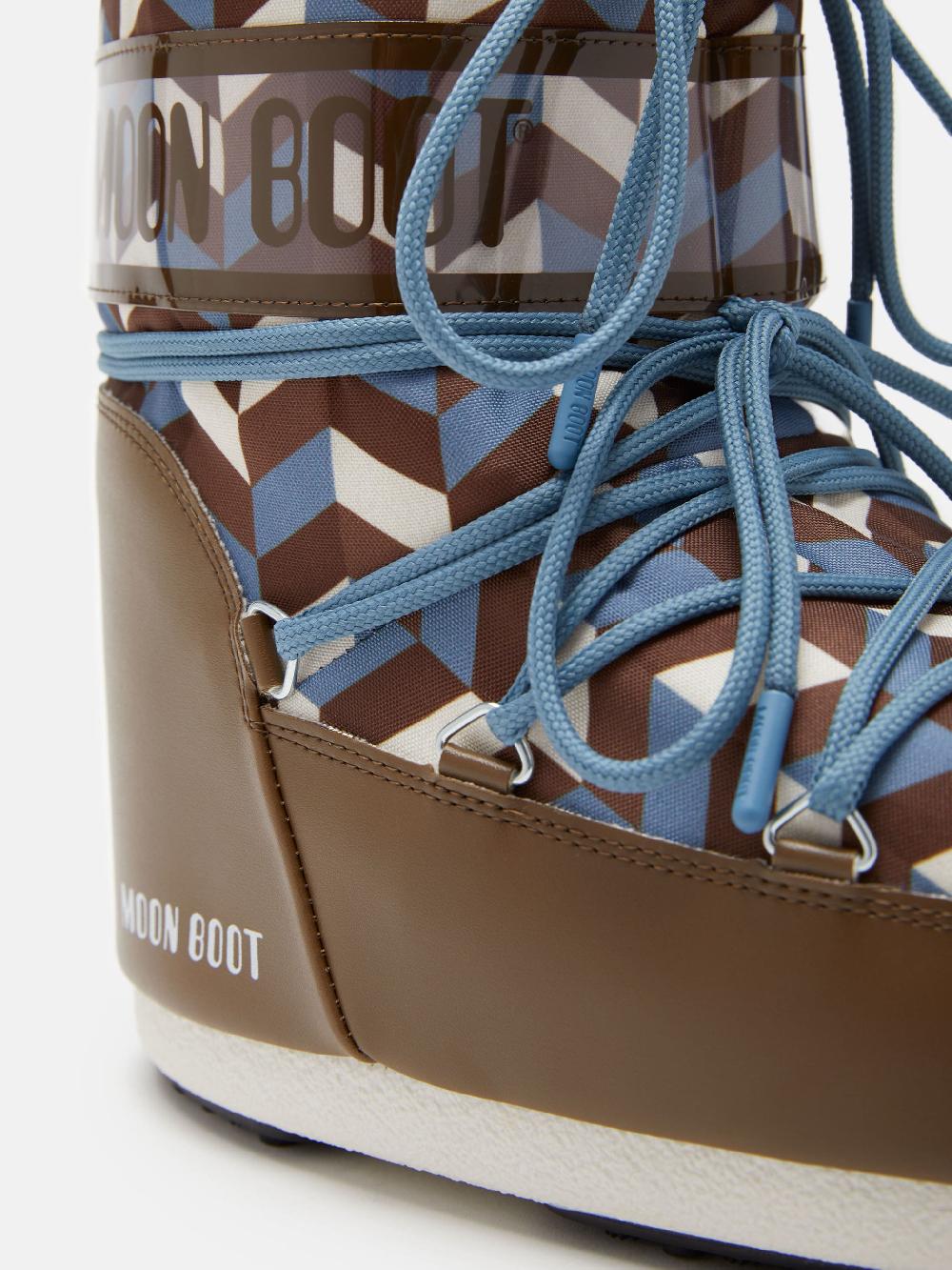 Moon Boot ICON LOW MARRONE CON STAMPA OPTICAL 2025