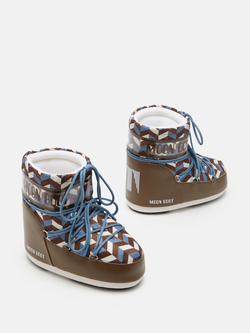 Moon Boot ICON LOW MARRONE CON STAMPA OPTICAL 2025