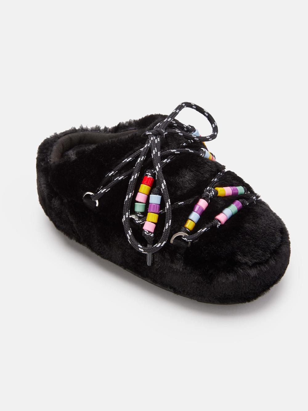 Moon Boot MULE FAUX-FUR BEADS NERO Saldi Di Fabbrica