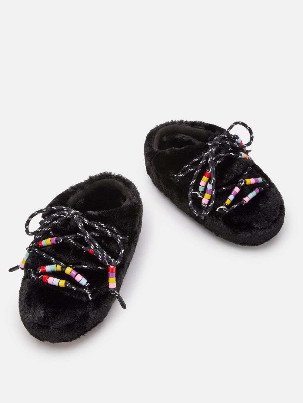 Moon Boot MULE FAUX-FUR BEADS NERO Saldi Di Fabbrica