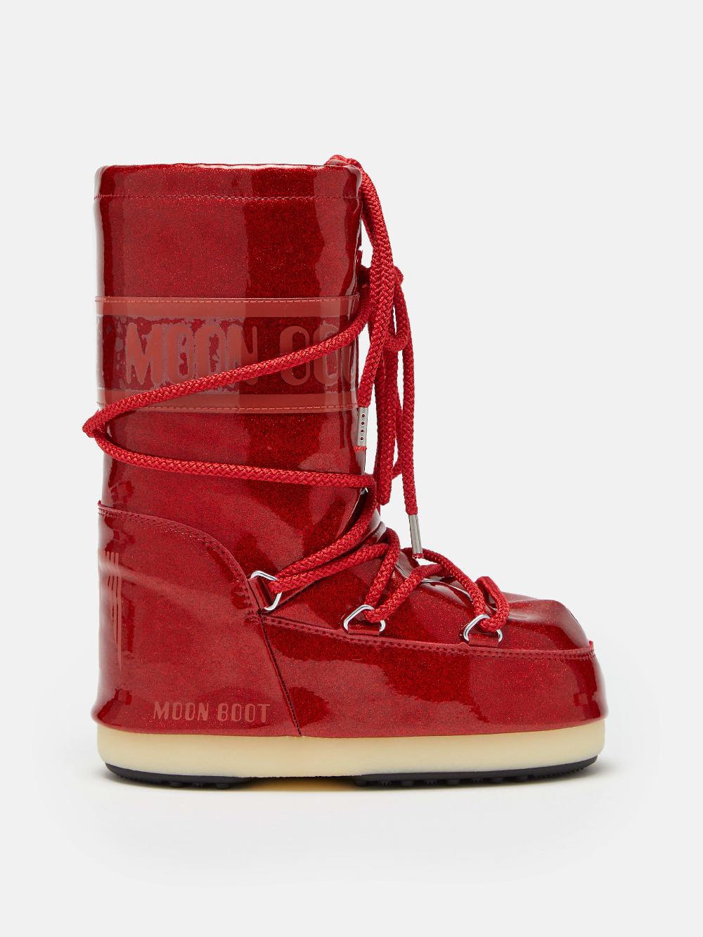 Moon Boot ICON JUNIOR GLITTER ROSSO Fino Al -60%