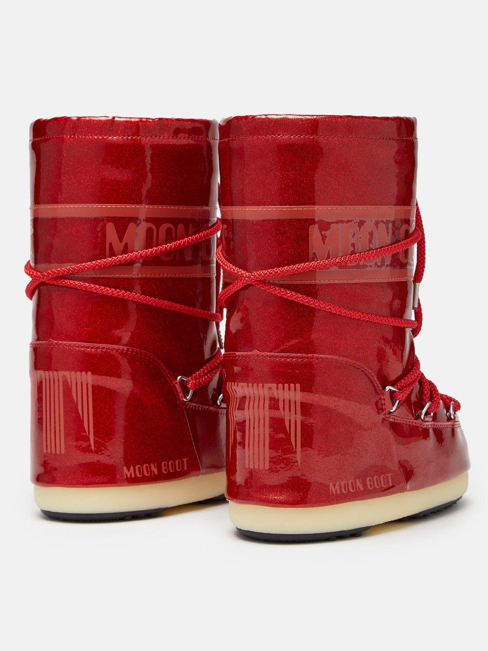Moon Boot ICON JUNIOR GLITTER ROSSO Fino Al -60%