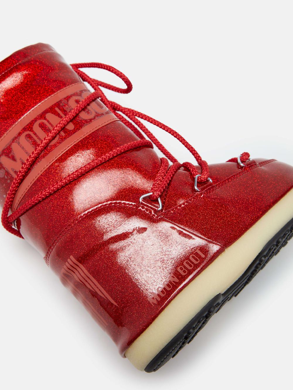 Moon Boot ICON JUNIOR GLITTER ROSSO Fino Al -60%